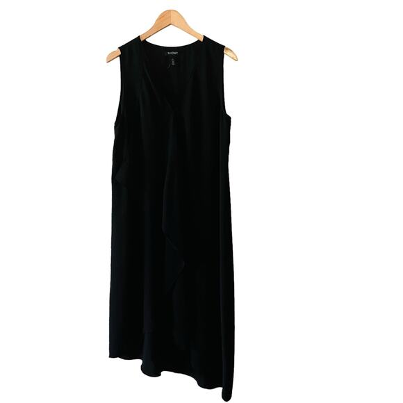 White House Black Market Ruffle Front Sleeveless Shift Dress Size 14 Black - Picture 6 of 8